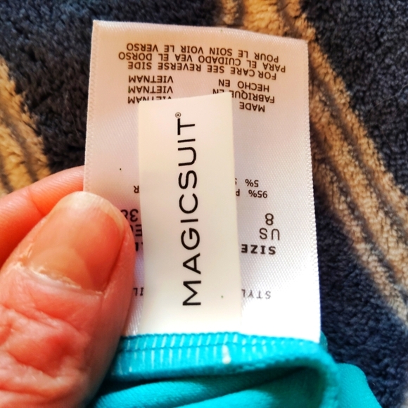 MAGICSUIT LAYERED TEAL FULL BRA TANKINI TOP SIZE 8 NWOT SIDE TIE RESORT VACATION - Picture 6 of 7